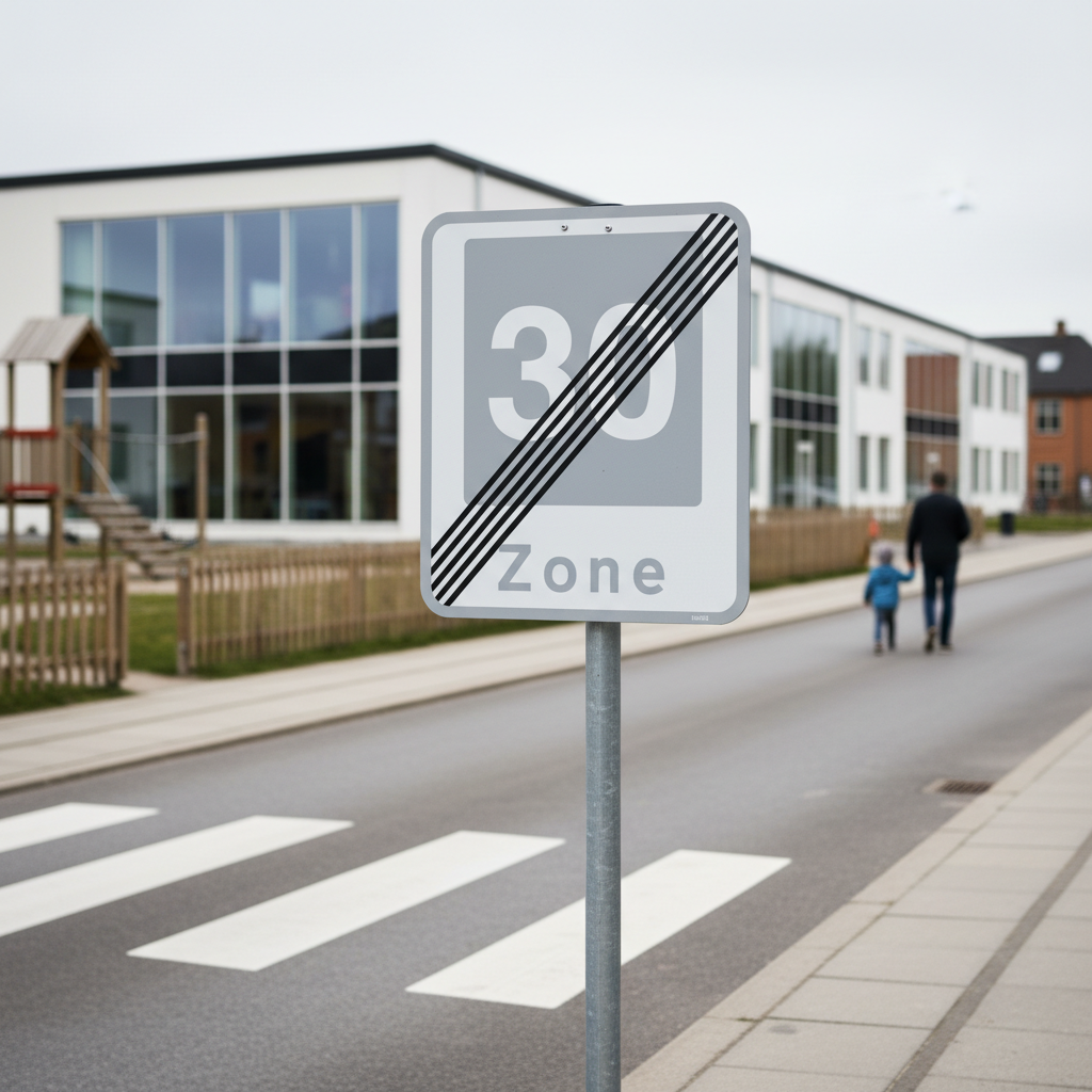 E54 - Ophør af område med fartdæmpning skilt - Billede 2