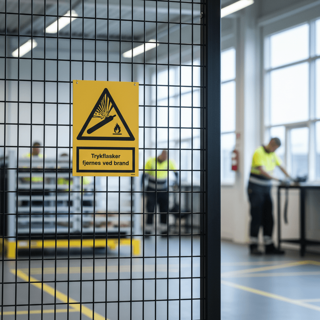 Trykflasker fjernes ved brand Advarselsskilt - Billede 11