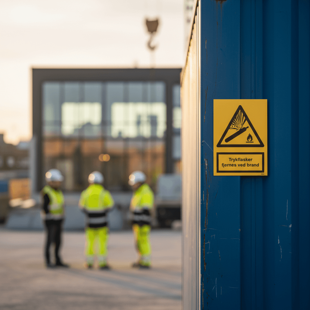 Trykflasker fjernes ved brand Advarselsskilt - Billede 12