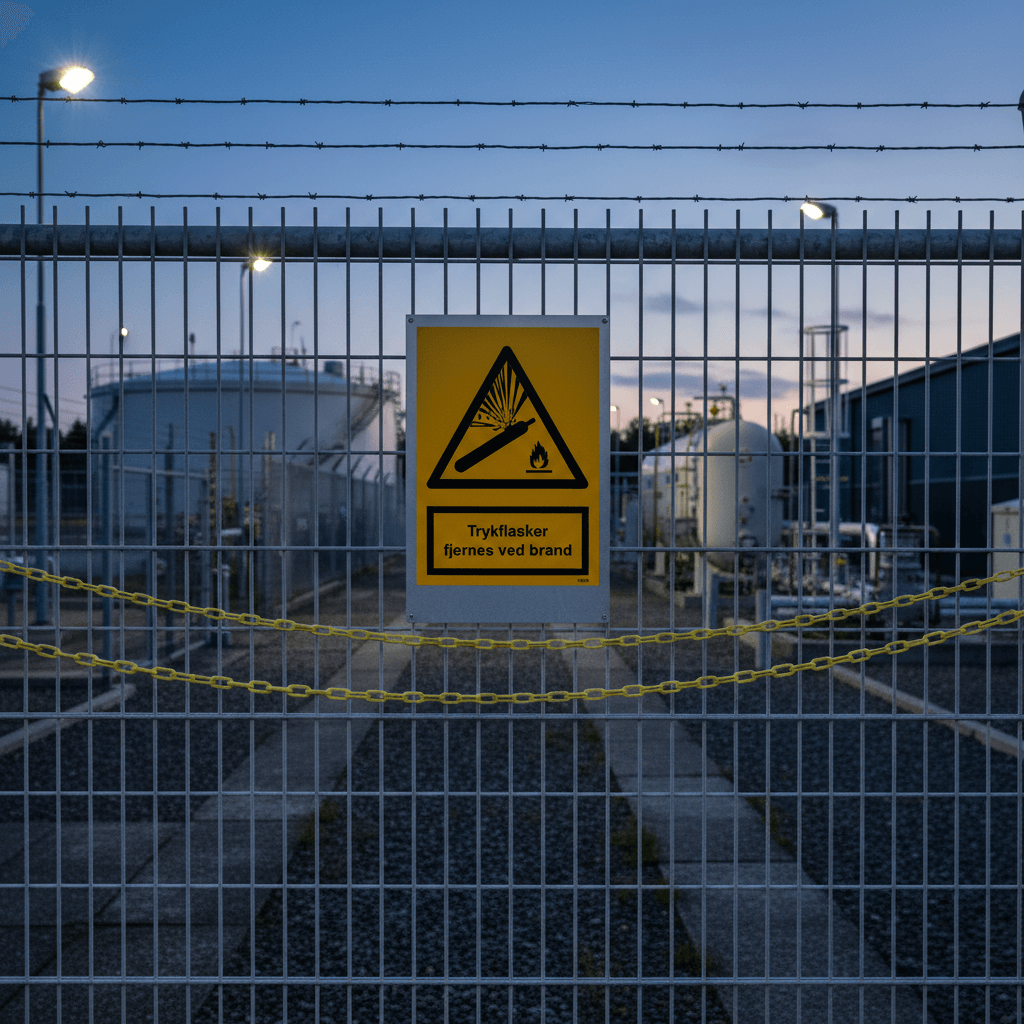 Trykflasker fjernes ved brand Advarselsskilt - Billede 8