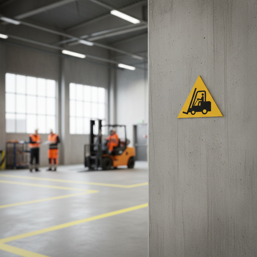 Gaffeltrucks og andre industrikøretøjer skilt ISO W014 - Billede 2