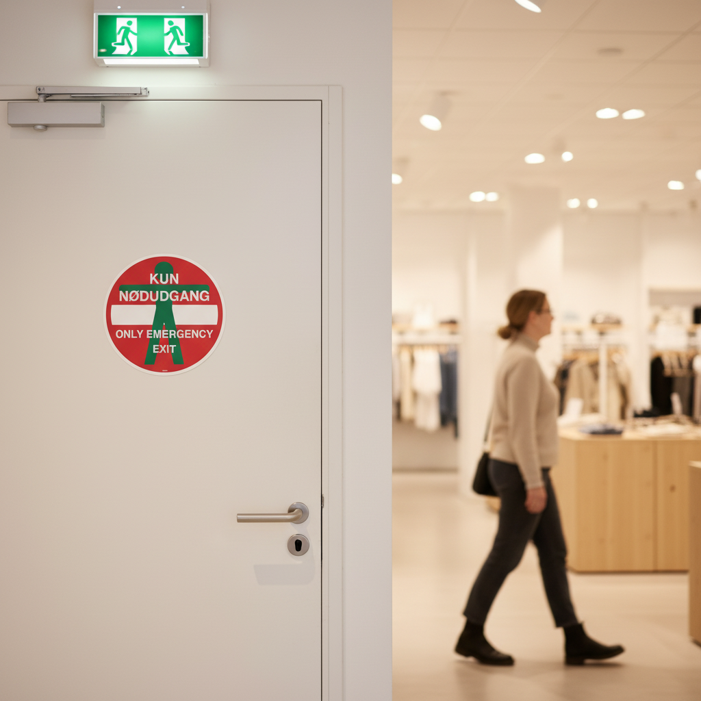 Kun Nødudgang Only Emergency exit skilt - Billede 2