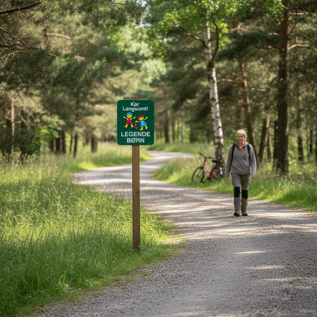 Kør langsomt legende børn Grøn skilt - Billede 2