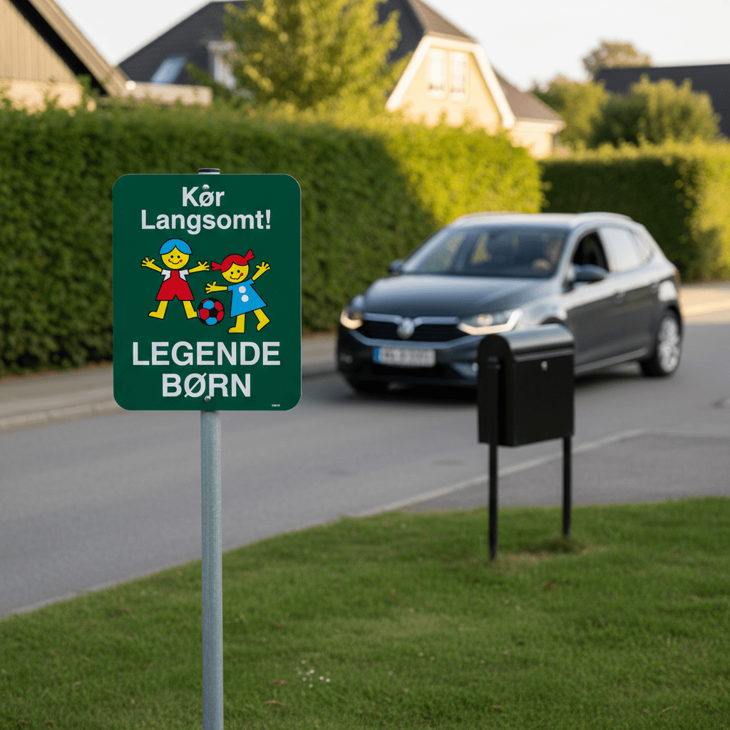 Kør langsomt legende børn Grøn skilt - Billede 3