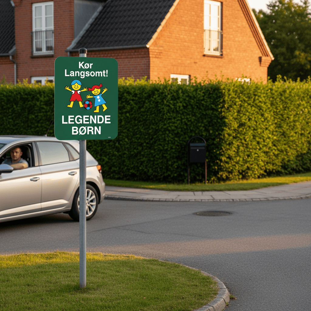 Kør langsomt legende børn Grøn skilt - Billede 6