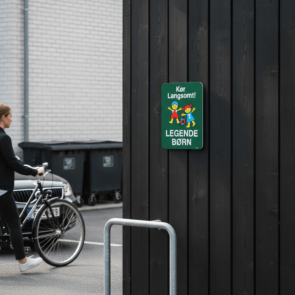 Kør langsomt legende børn Grøn skilt - Billede 9