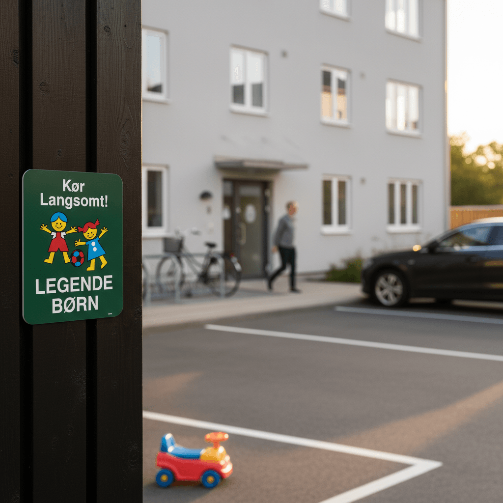 Kør langsomt legende børn Grøn skilt - Billede 4