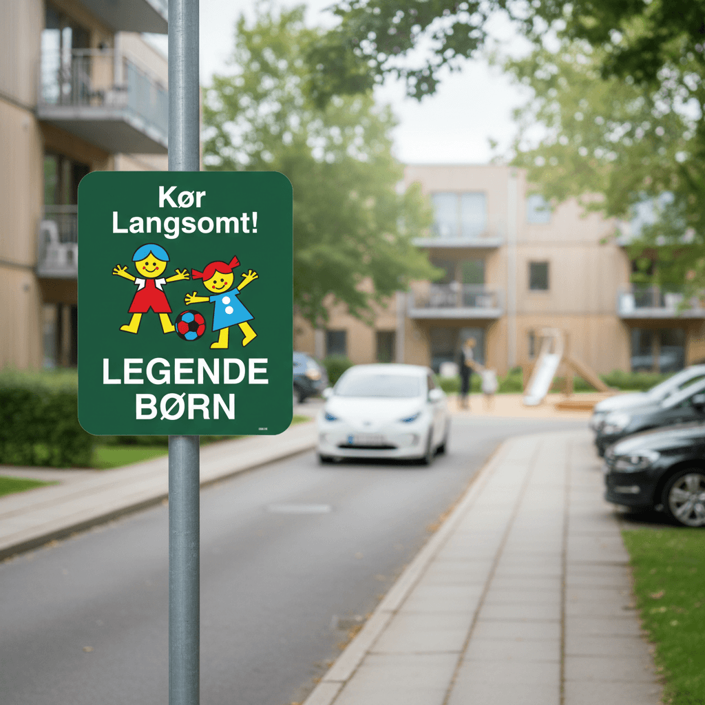 Kør langsomt legende børn Grøn skilt - Billede 8