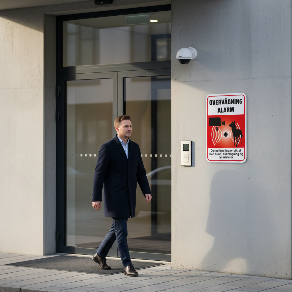 Overvågning Alarm Denne bygning er sikret med hund, overvågning og tyverialarm skilt - Billede 4