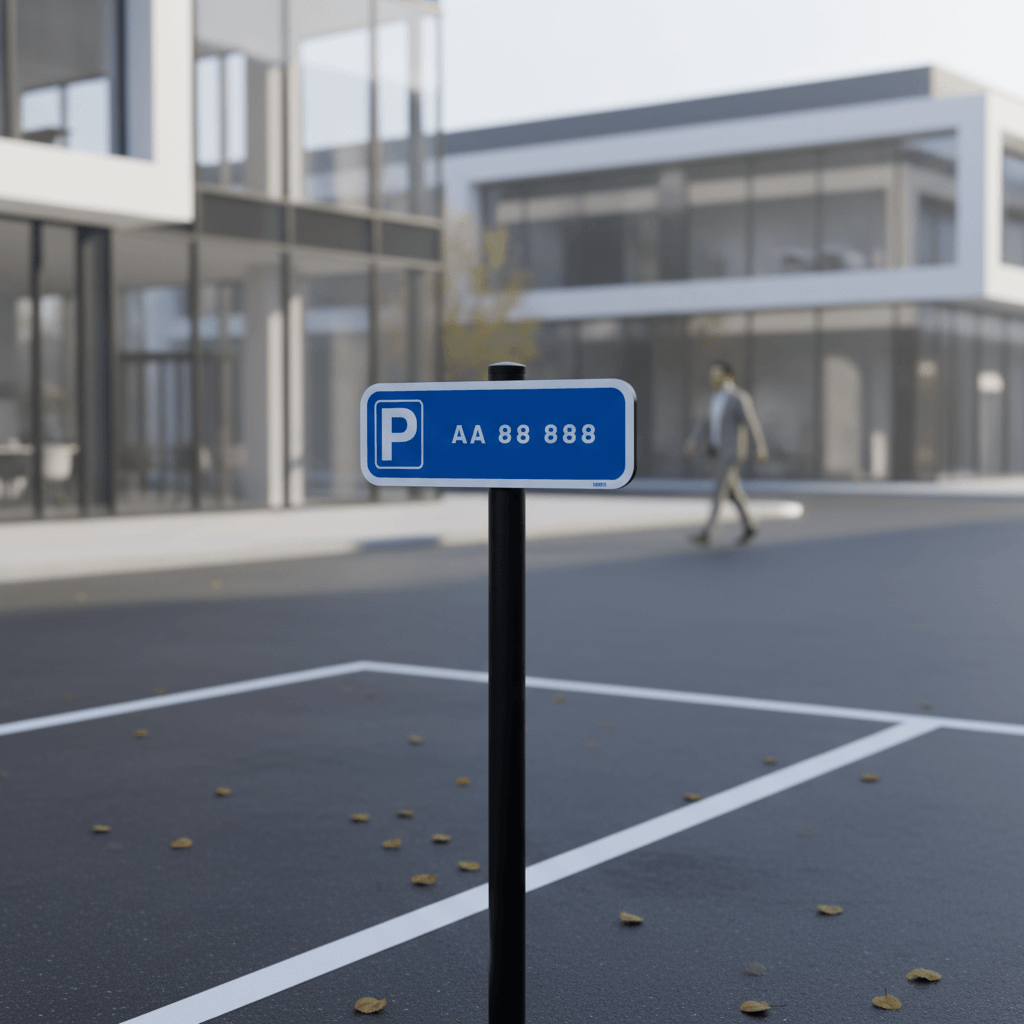 Parkeringsskilt med nummerplade / registeringsnummer - Billede 2