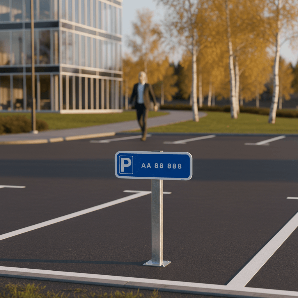 Parkeringsskilt med nummerplade / registeringsnummer - Billede 3