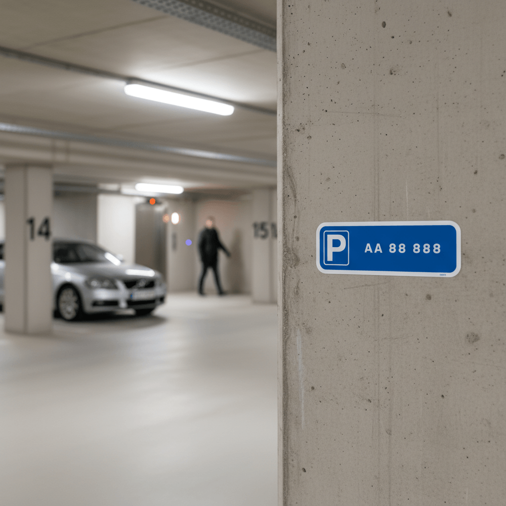 Parkeringsskilt med nummerplade / registeringsnummer - Billede 4