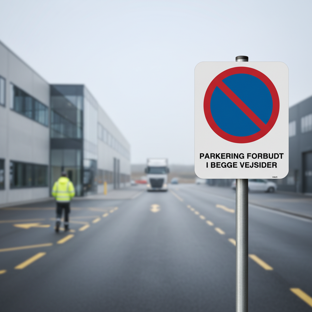 Parkering i begge sider af vejen forbudt skilt - Billede 3