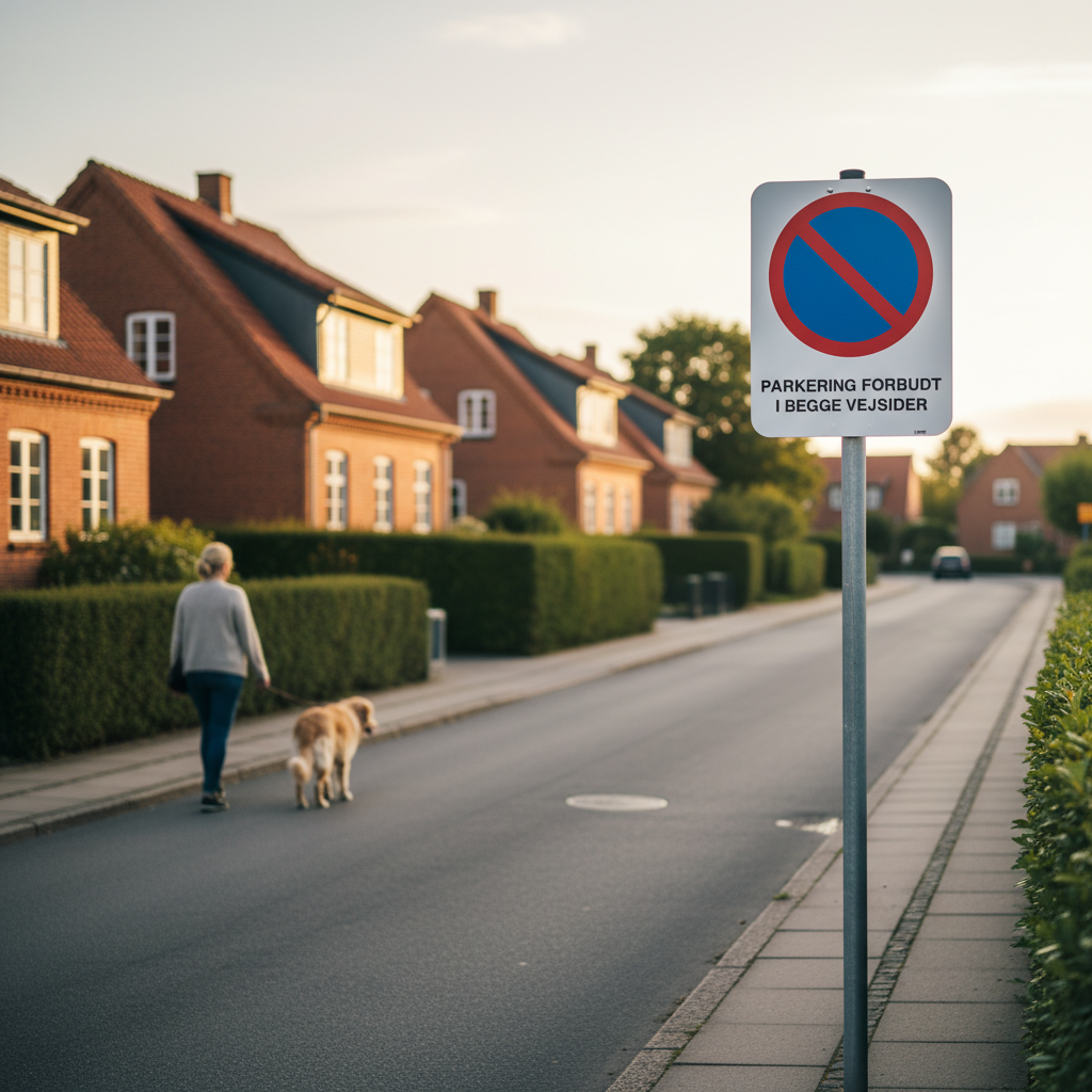 Parkering i begge sider af vejen forbudt skilt - Billede 2