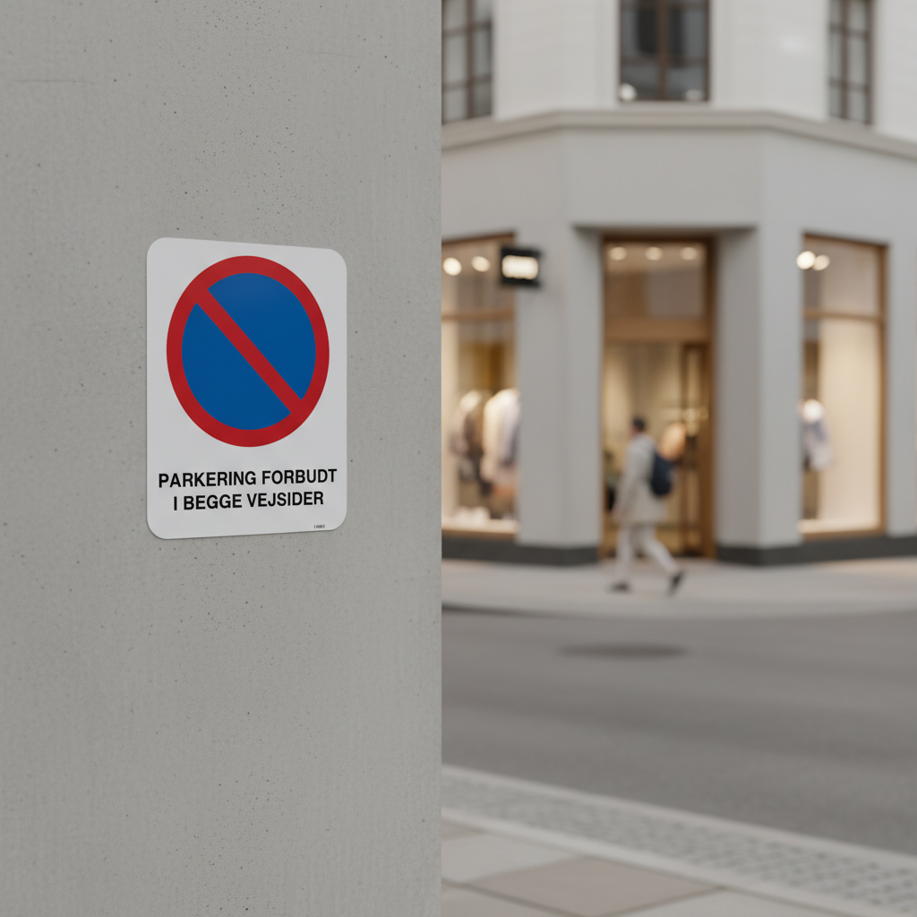 Parkering i begge sider af vejen forbudt skilt - Billede 5