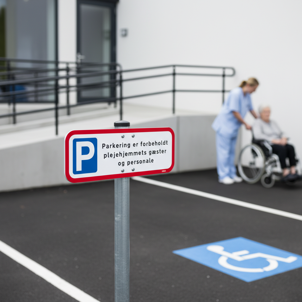 Parkering er forbeholdt plejehjemmets gæster og personale skilt - Billede 2