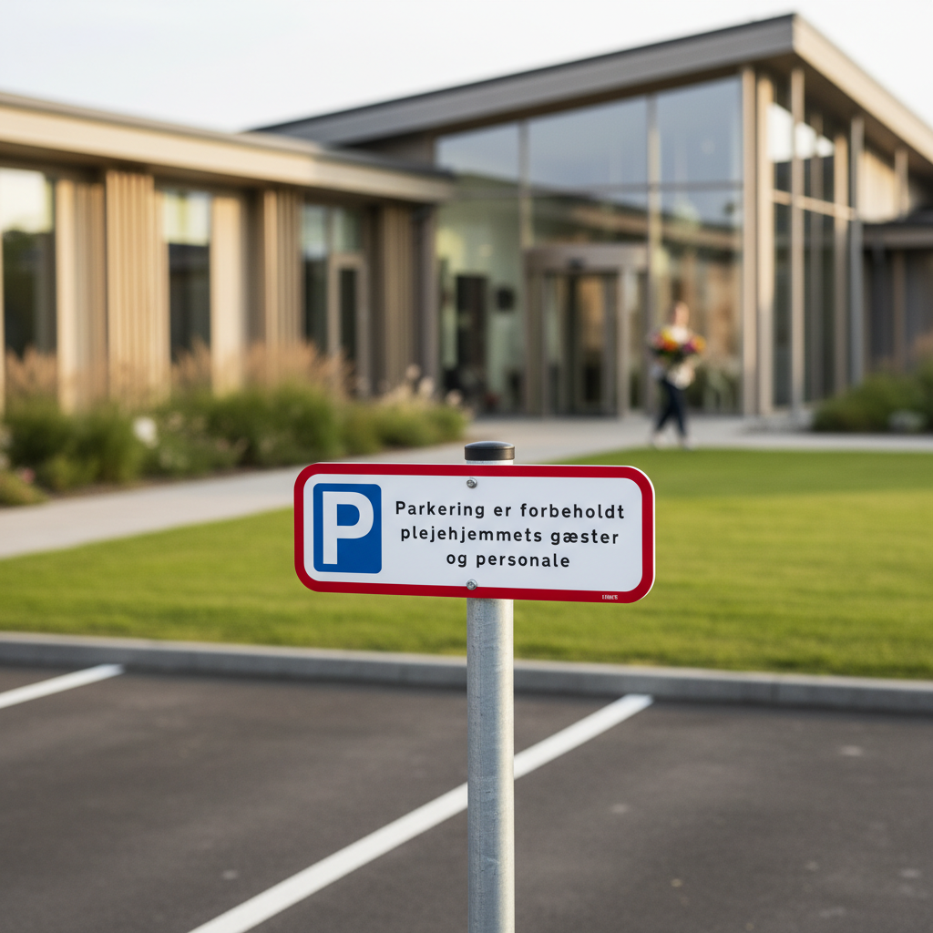 Parkering er forbeholdt plejehjemmets gæster og personale skilt - Billede 4