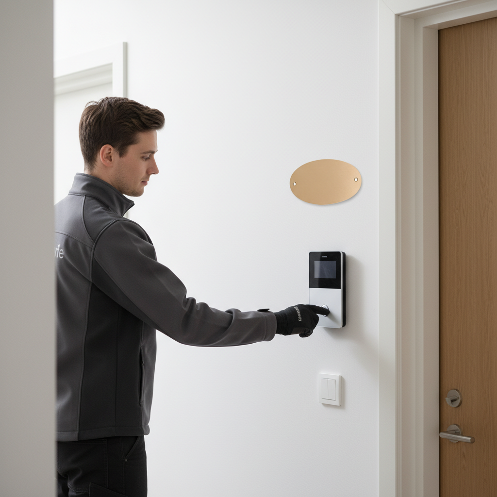 Dørskilt Børstet Messing - Oval - Billede 3