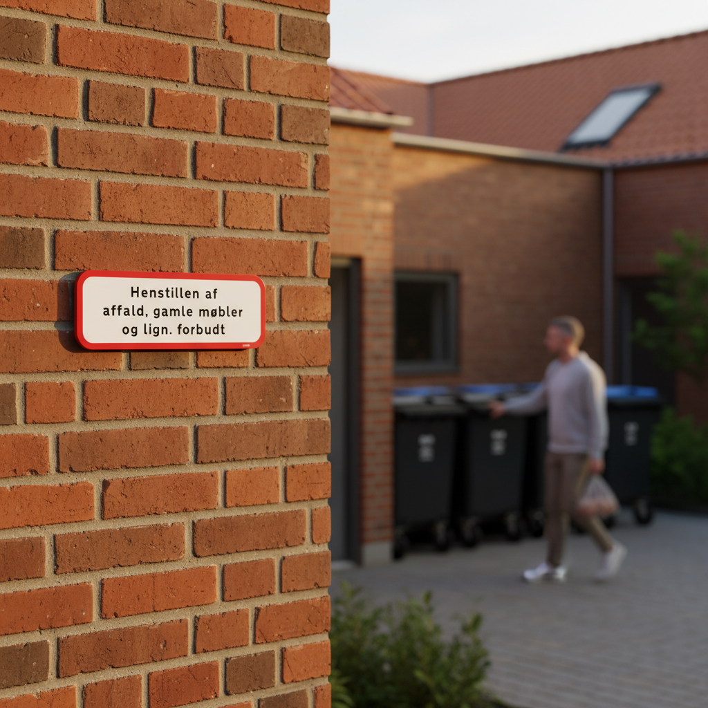 Henstillen af affald, gamle møbler og lign. forbudt. Affaldsskilt - Billede 3