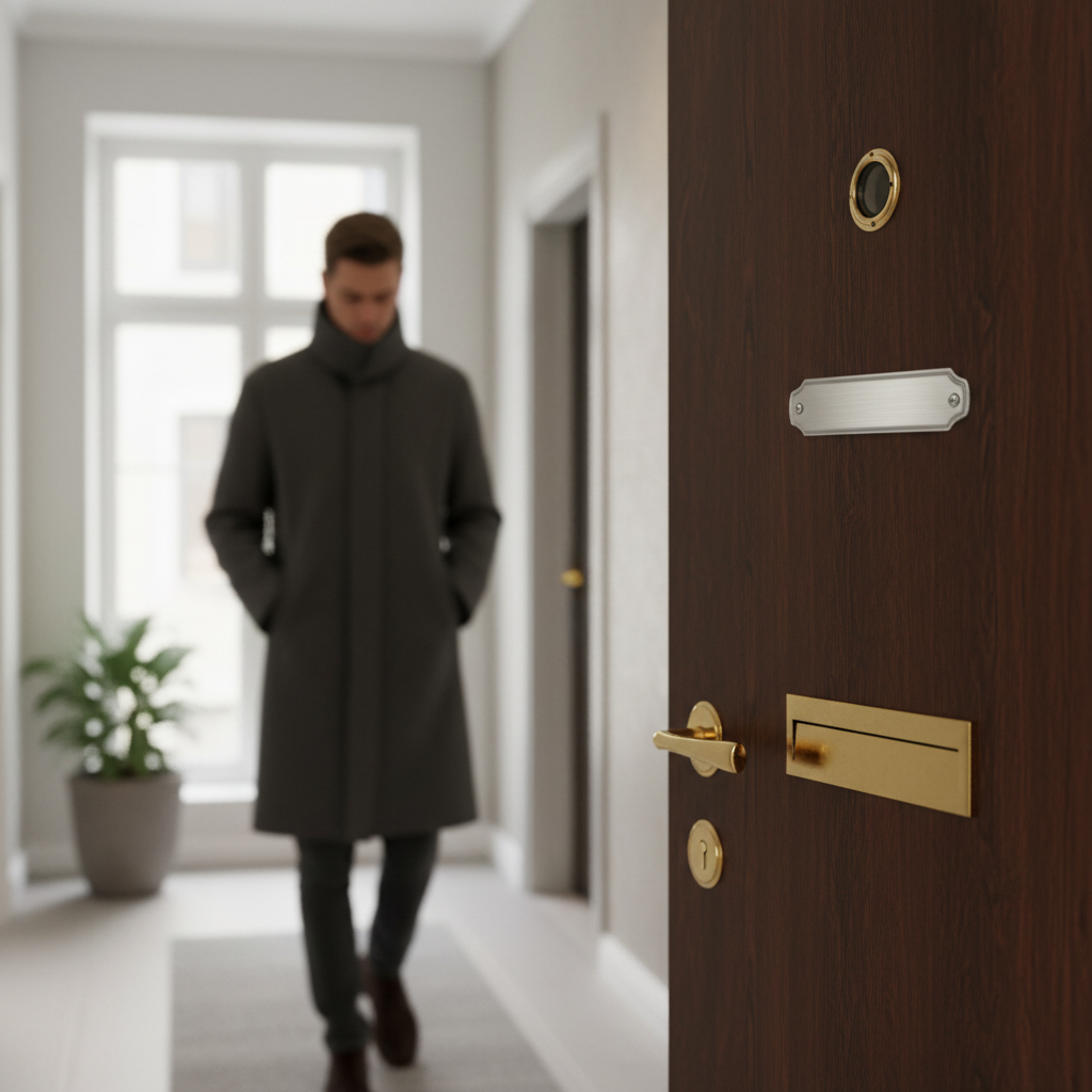 Dørskilt Børstet Mat Forkrom - Afrundede hjørner - Billede 2