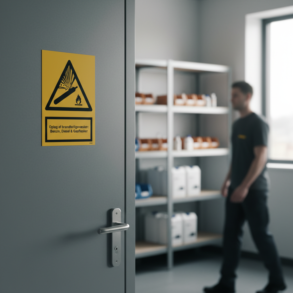 Oplag af brandfarlige væsker - Benzin, Diesel & Gasflasker skilt - Billede 5
