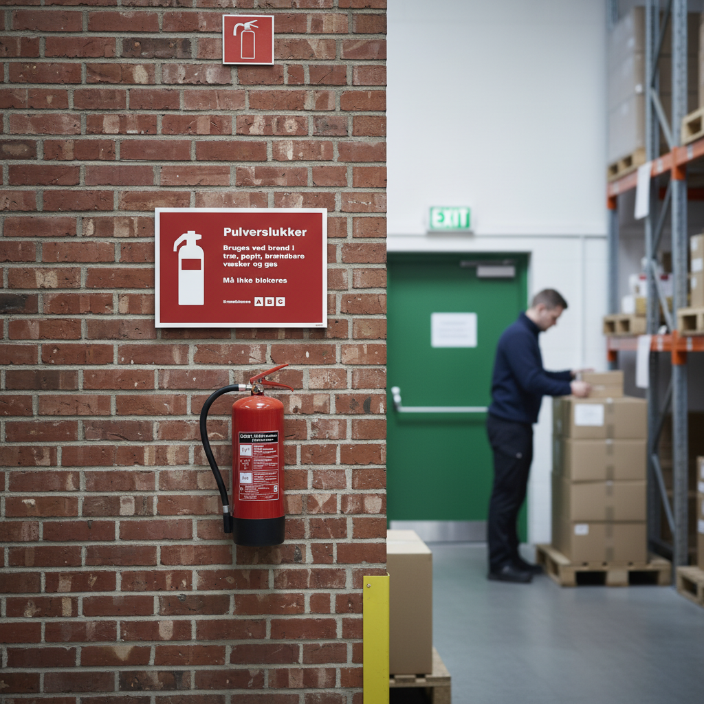 Pulverslukker bruges ved brand i... skilt - Billede 4