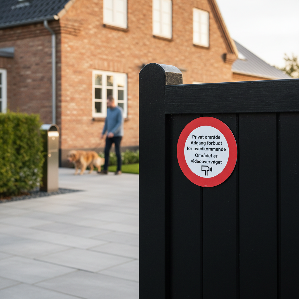 Privat område Adgang forbudt for uvedkommende Området er videoovervåget skilt - Billede 3