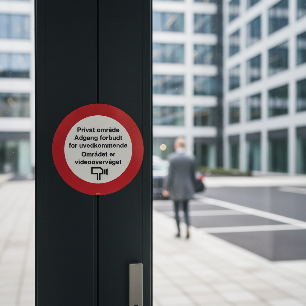 Privat område Adgang forbudt for uvedkommende Området er videoovervåget skilt - Billede 2