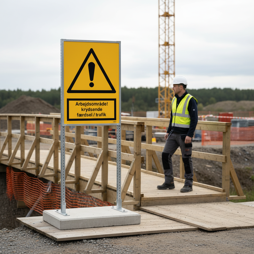 Advarsel arbejdsområde krydsende færdsel trafik skilt - Billede 4