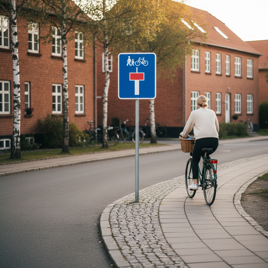 Blindvej med gang cykelsti skilt - Billede 4