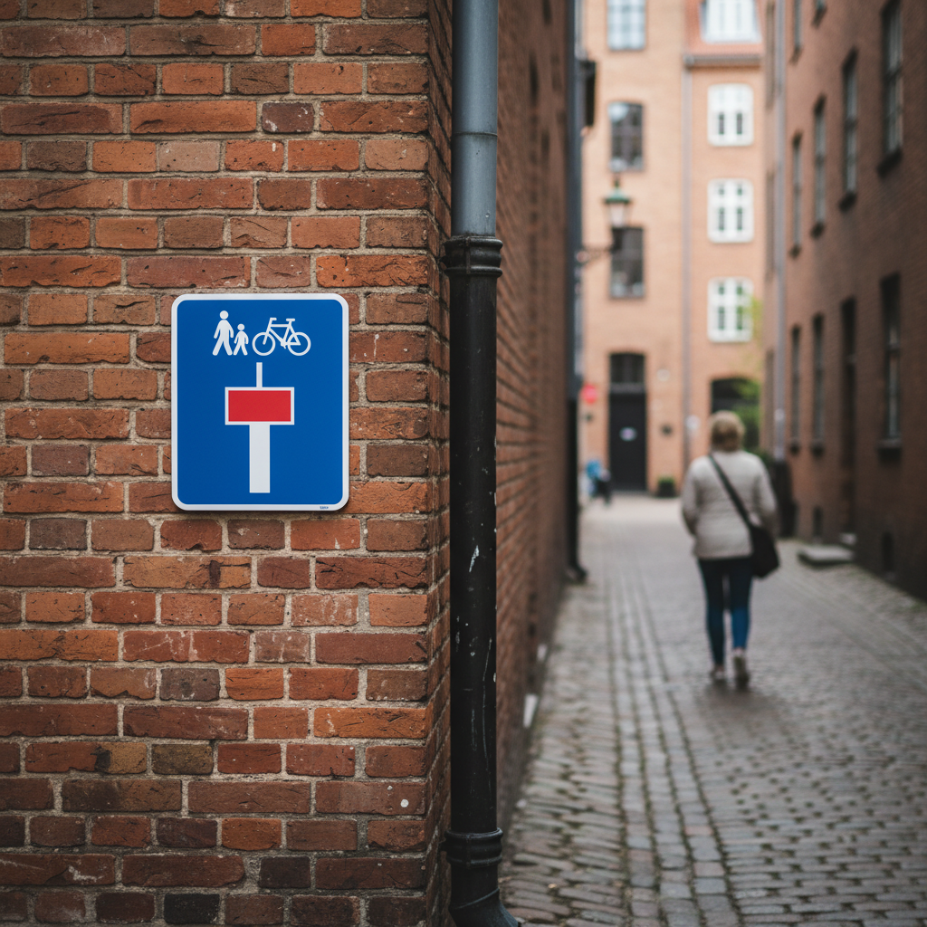 Blindvej med gang cykelsti skilt - Billede 2