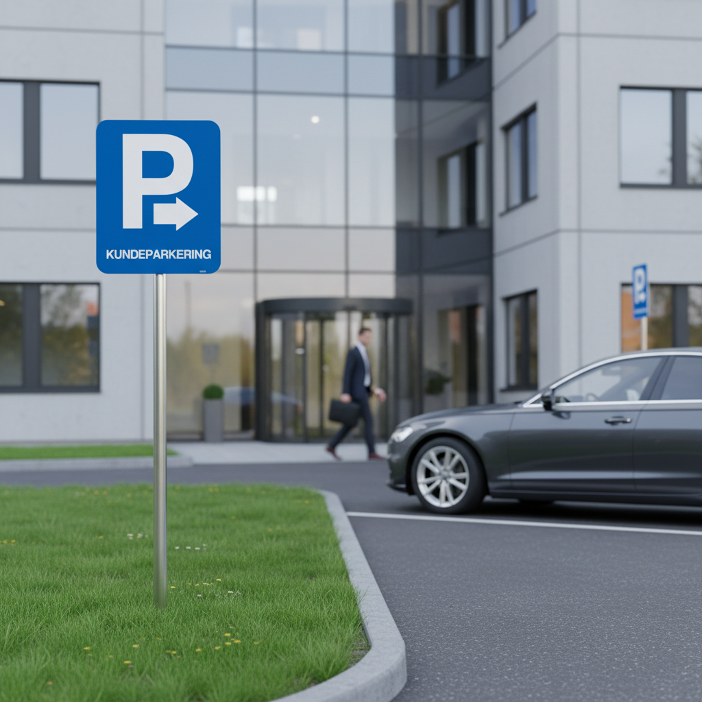 Parkerings skilt P Kunde parkering m pil højre skilt - Billede 4