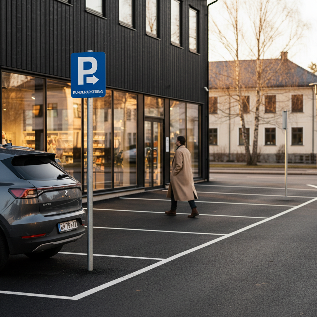 Parkerings skilt P Kunde parkering m pil højre skilt - Billede 5