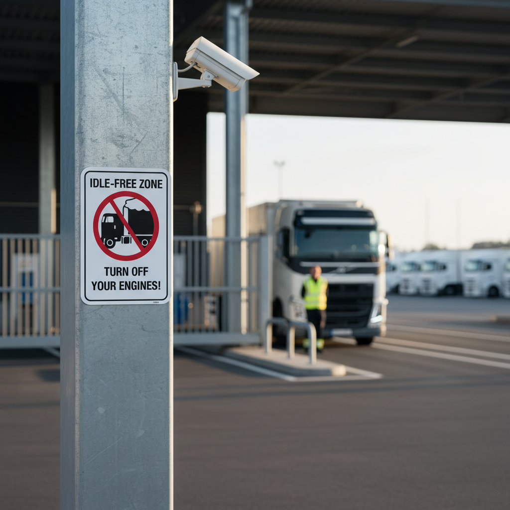 Idle-free zone Stop the engine during loading and unloading goods skilt - Billede 3