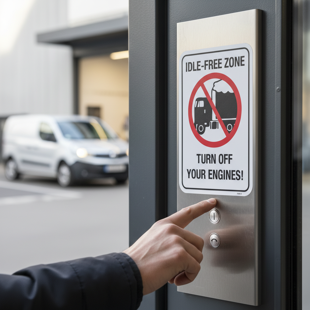 Idle-free zone Stop the engine during loading and unloading goods skilt - Billede 4