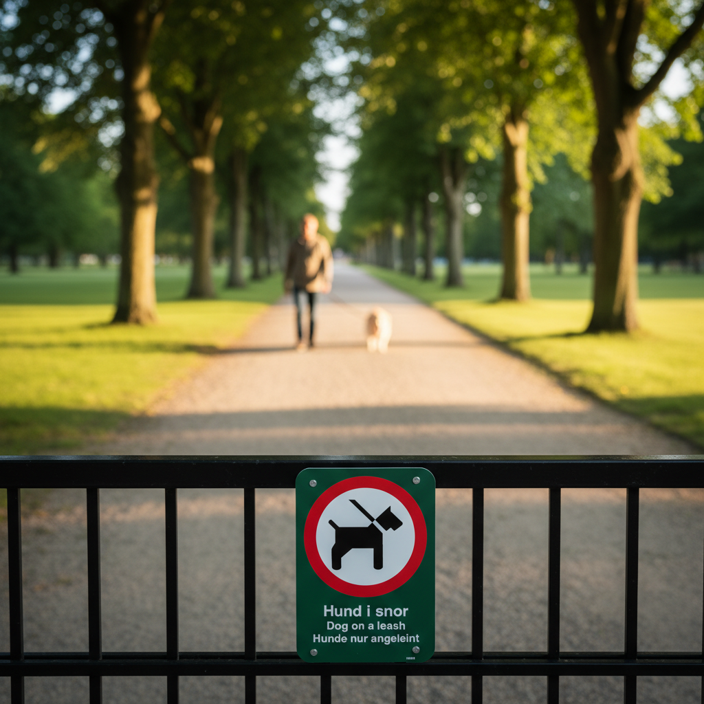 Hunde i snor Dogs on a lead Hunde nur angeleint skilt. - Billede 3
