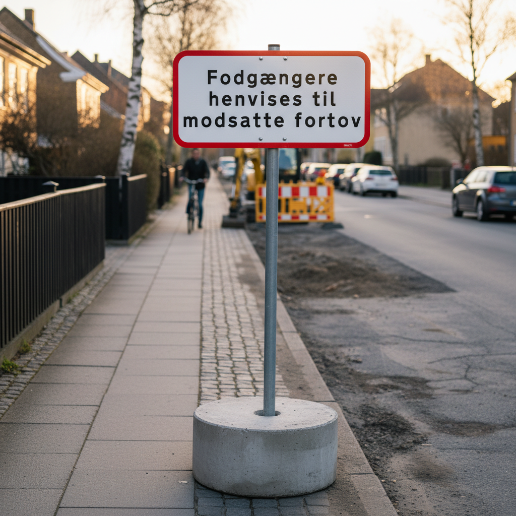 UA39,3 - Fodgængere henvises til modsatte fortov skilt - Billede 2