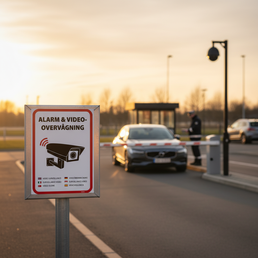 Alarm og videovervågning skilt på flere sprog - Billede 2