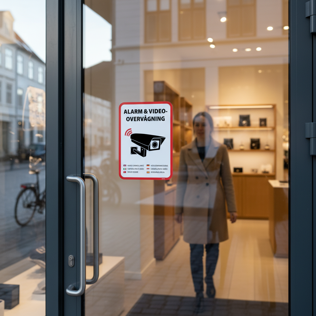 Alarm og videovervågning skilt på flere sprog - Billede 5