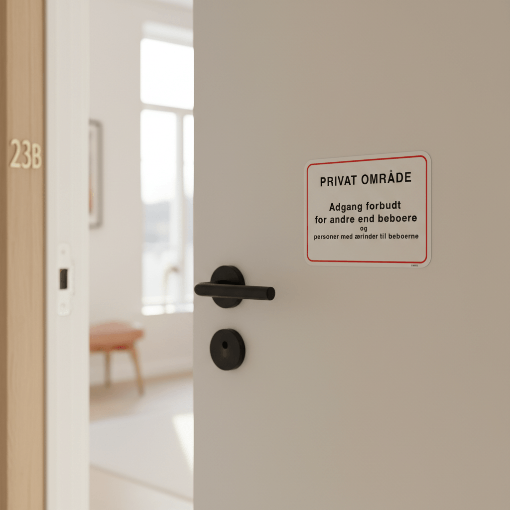 Privat område adgang forbudt for andre end beboere skilt - Billede 5