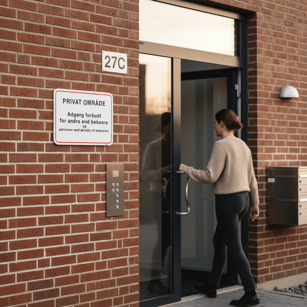 Privat område adgang forbudt for andre end beboere skilt - Billede 3