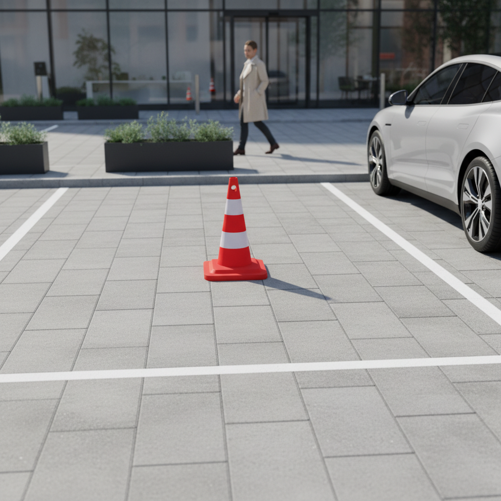 Trafikkegle 48 cm med hvide reflekser - Billede 3