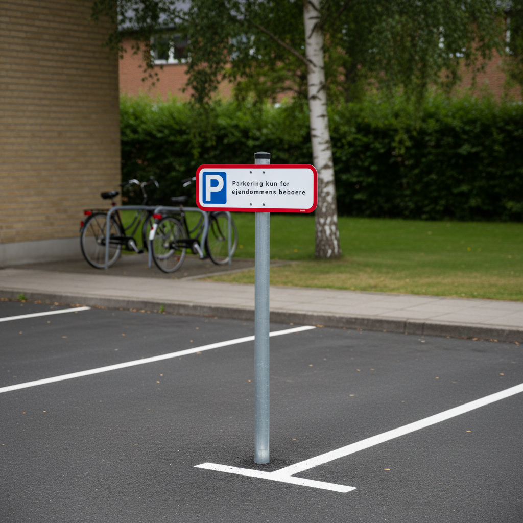 Parkering kun for ejendommens beboere skilt - Billede 5