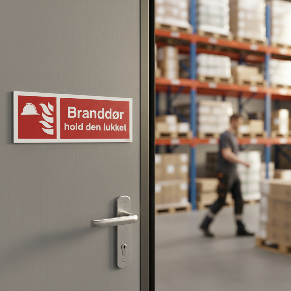 Branddør hold den lukket Brandskilt - Billede 3
