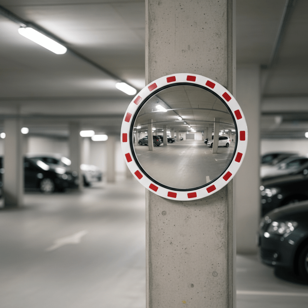 Trafikspejl Ø80cm m/rød og hvid ramme - Billede 2