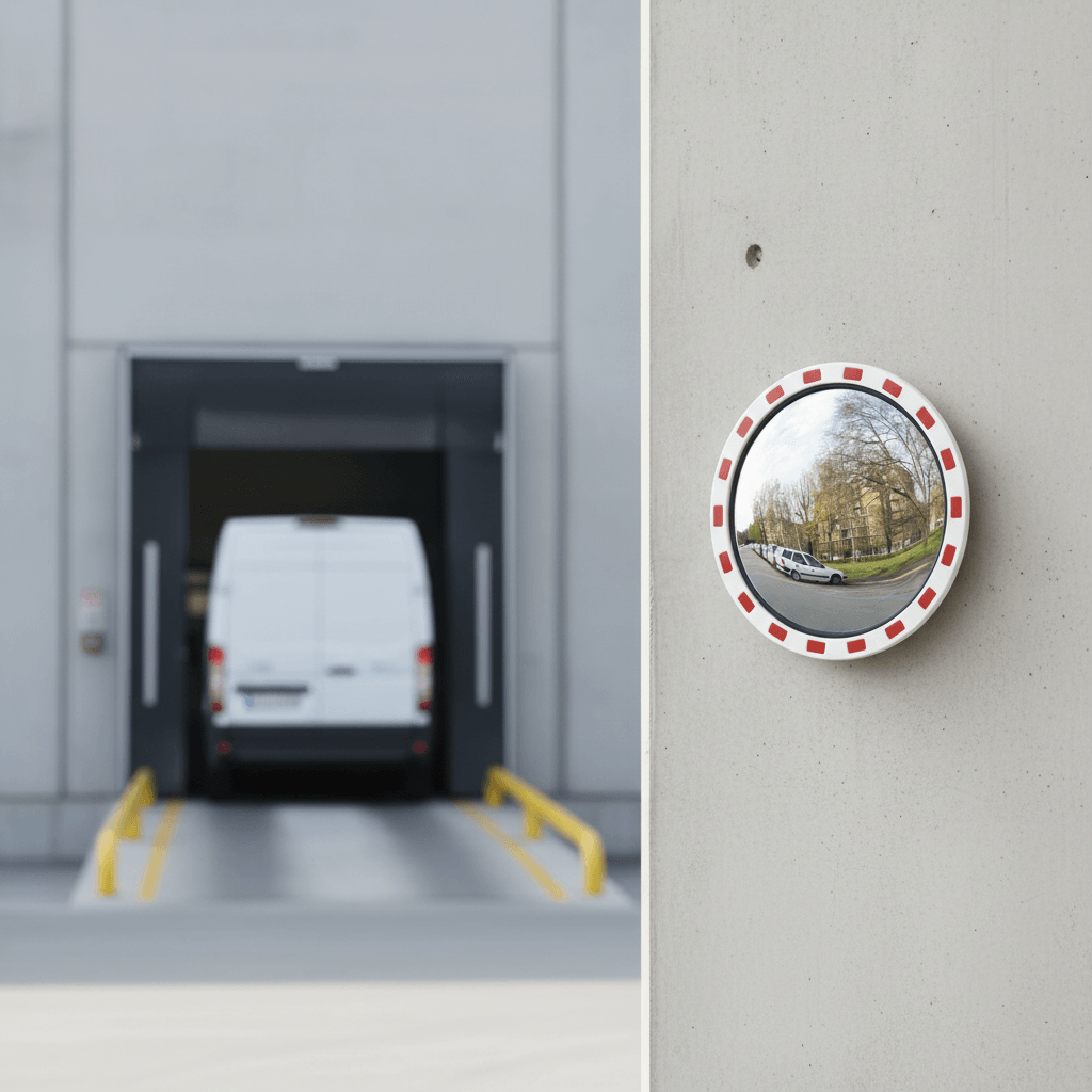 Trafikspejl Ø80cm m/rød og hvid ramme - Billede 5