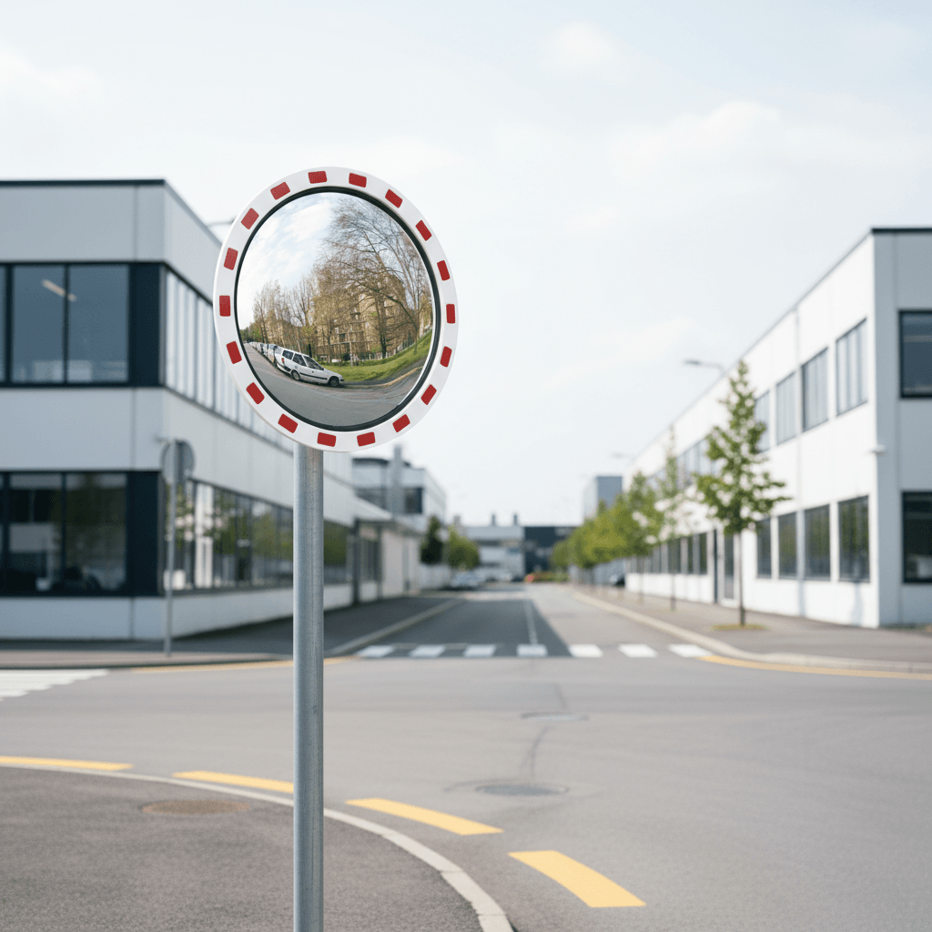 Trafikspejl Ø80cm m/rød og hvid ramme - Billede 3