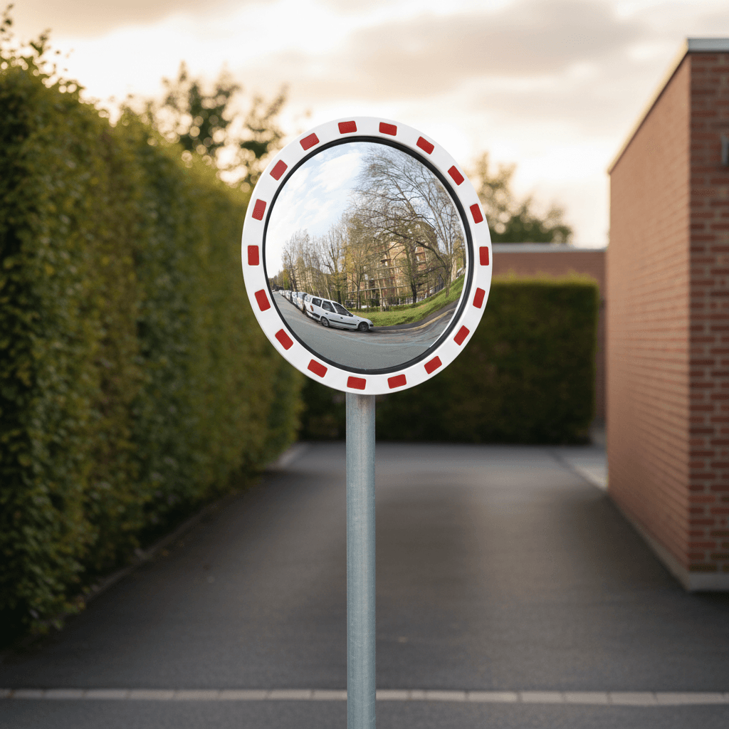 Trafikspejl Ø80cm m/rød og hvid ramme - Billede 4