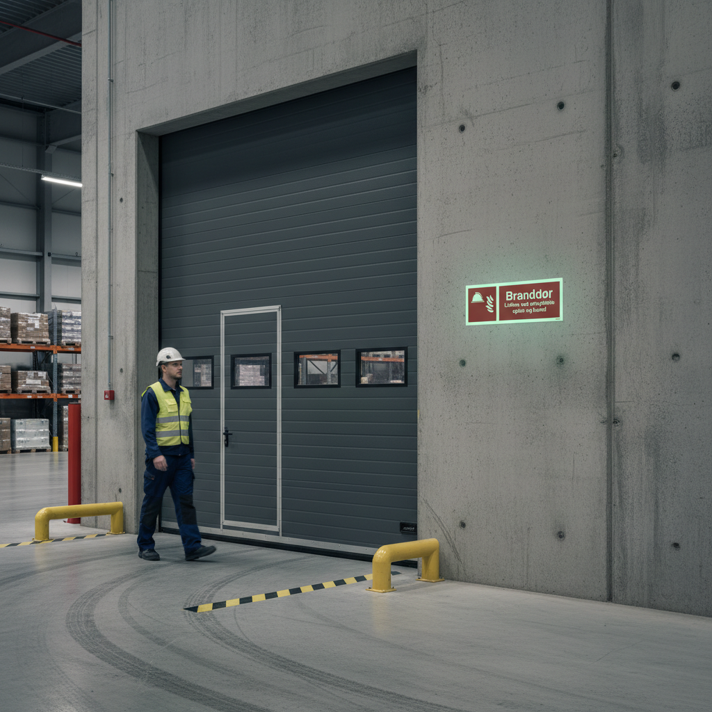 Branddør Lukkes ved arbejdstids ophør og ved brand Brandskilt - Billede 4