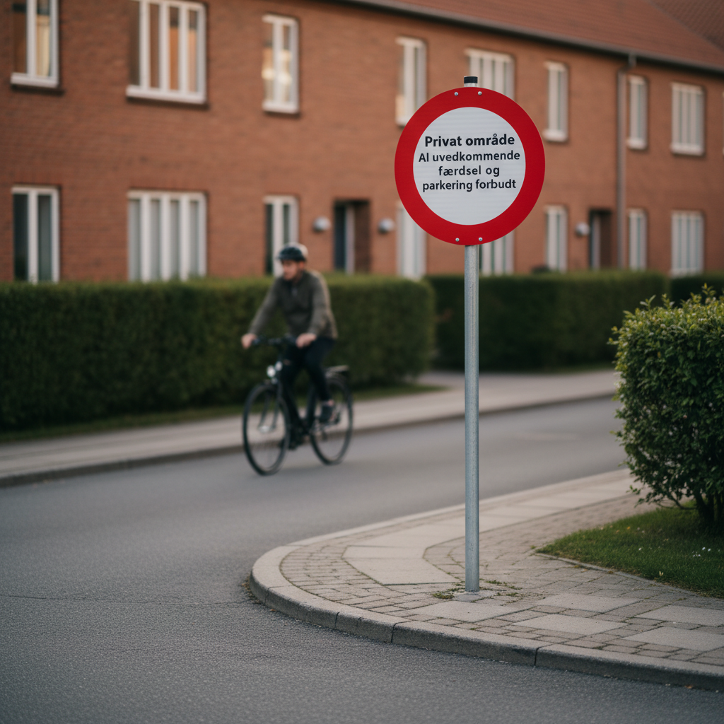 Privat område al uvedkommende færdsel og parkering forbudt skilt - Billede 3